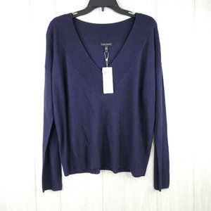 Eileen Fisher V Neck Sweater Womens Navy Blue L